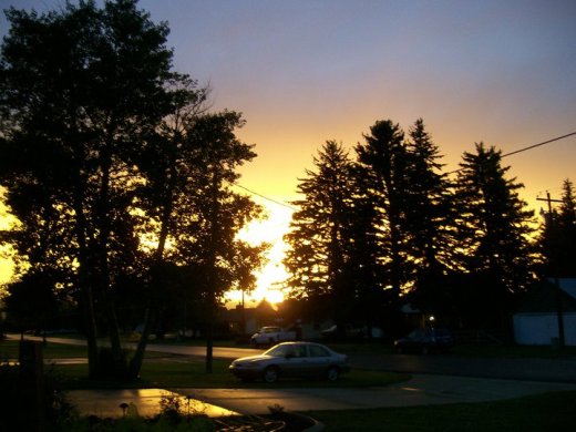 Sunset on the driveway