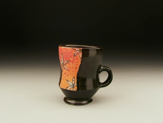 Orange and Red flower mug