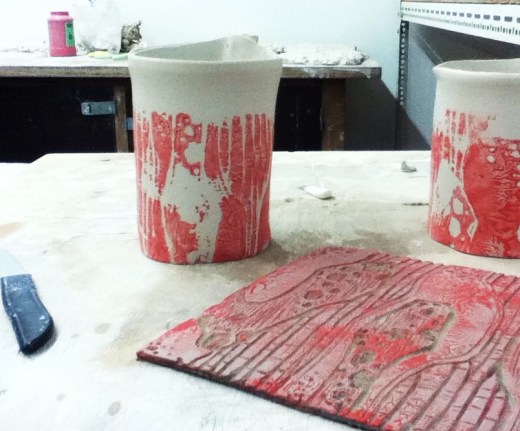 first lino clay print